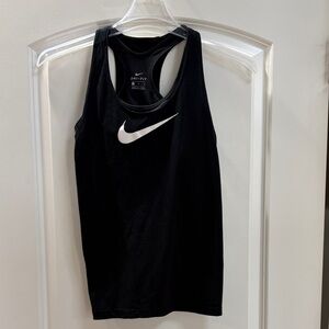 Nike Black Racerback Dri-FIT Tank with White Swoosh